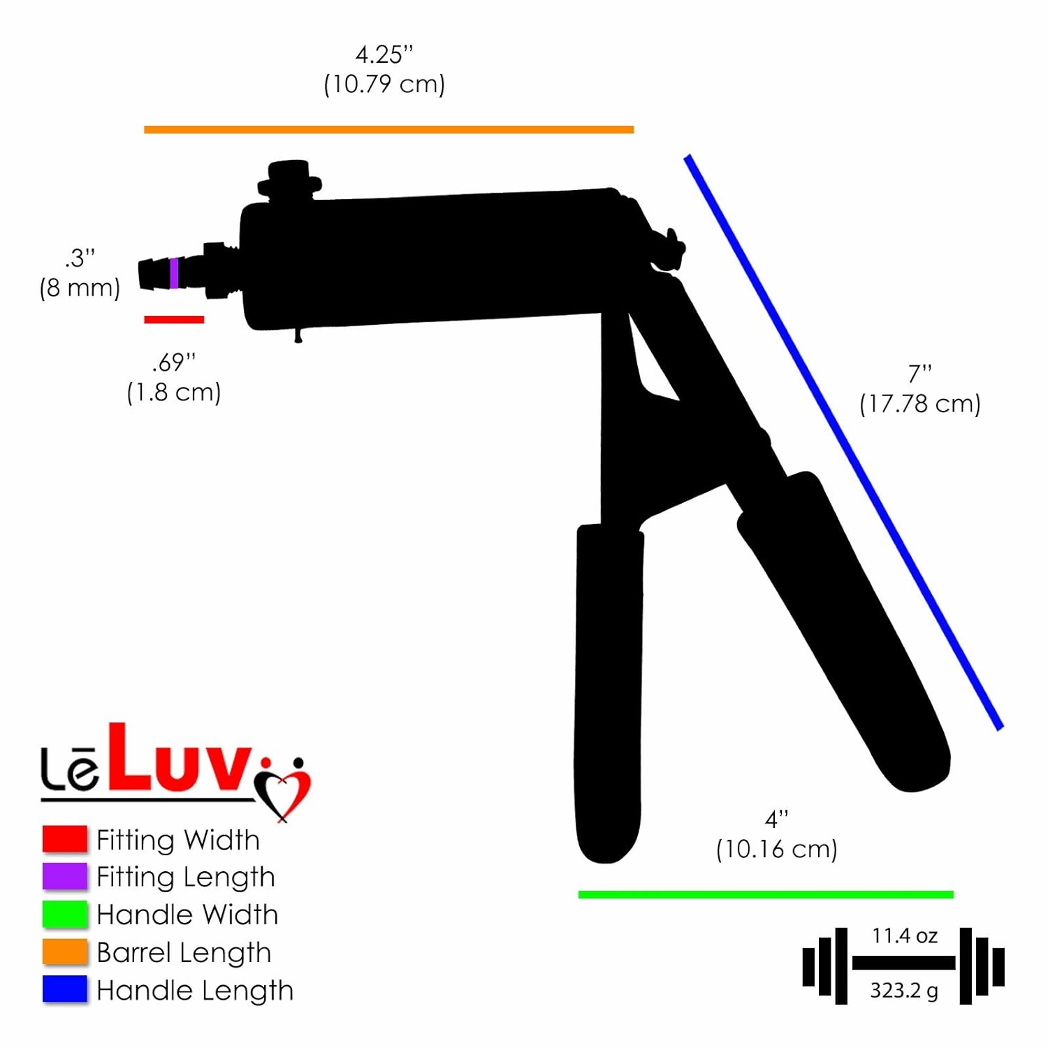 LeLuv Ultima Brass Vacuum Pump Handle - Gauge Installed with Protective Rubber Cover - Black Rubber Padded Grips, Clear Hose & Male O-Ring Fitting
