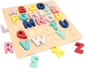Leo & Friends Wooden Chunky Alphabet Puzzle - Preschoolers, Chunky ABC Blocks and Puzzle Board for Kids 3 , Learn Letters, Spelling, Sounds, and Building Sentences