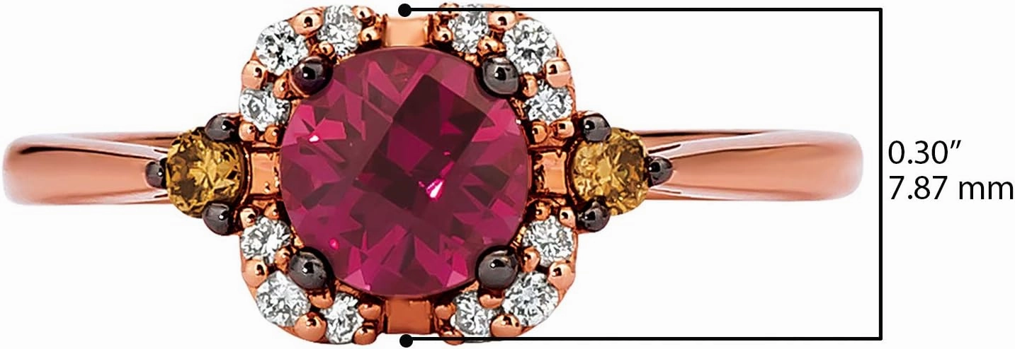 LeVian 14K Gold, Gemstone & 1/10 Cttw White/Brown Diamond Accent Halo Ring (G-H & Fancy Brown Color, VS2-SI1 & SI1-SI2 Clarity) - Choice of Stone
