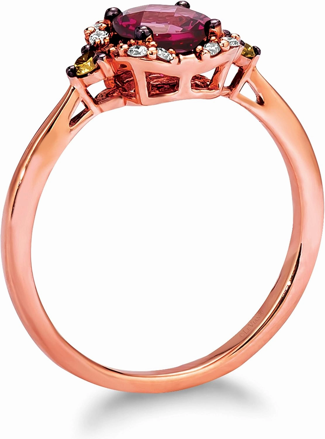LeVian 14K Gold, Gemstone & 1/10 Cttw White/Brown Diamond Accent Halo Ring (G-H & Fancy Brown Color, VS2-SI1 & SI1-SI2 Clarity) - Choice of Stone