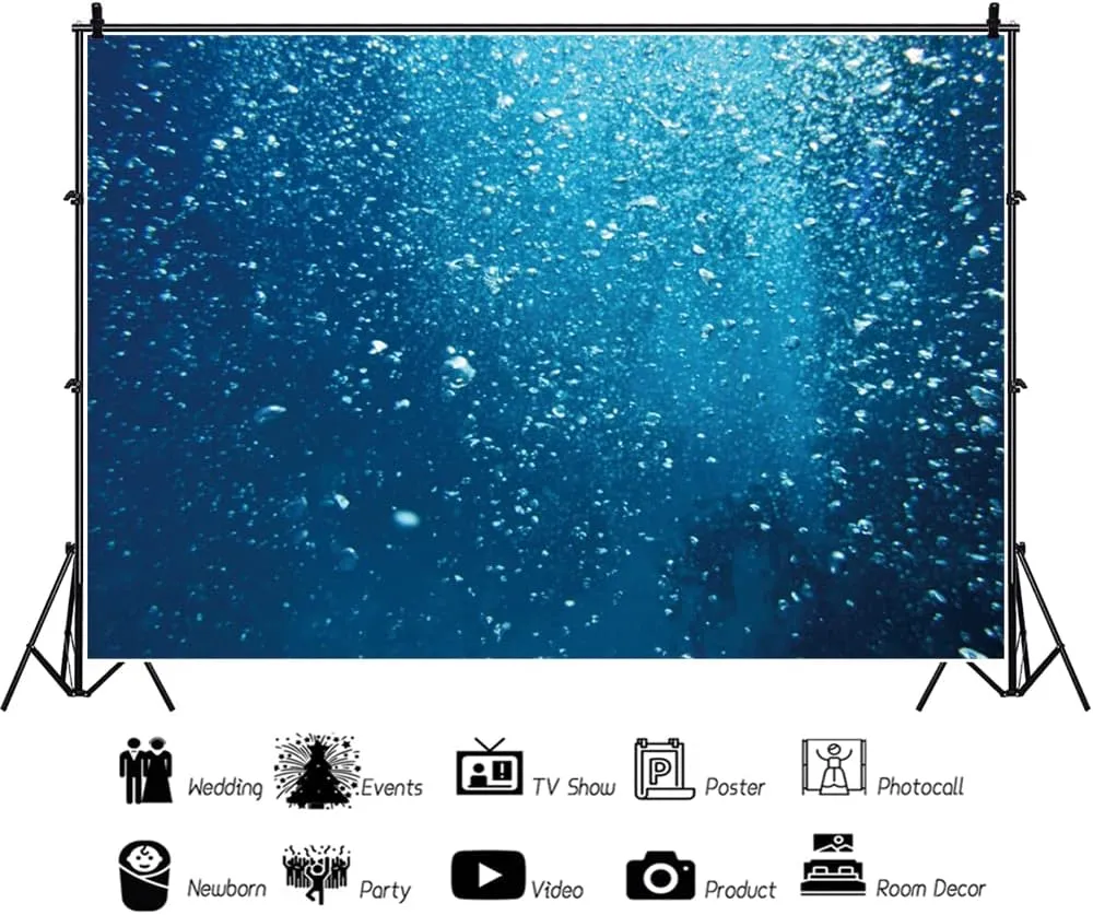 Leyiyi 10x7ft Photography Background Underwater World Backdrop Ocean Diving Seaside Holiday Summer Party Bubble Sunlight Honeymoon Travel Royal Hawaiian Luau Hula Party Photo Portrait Studio Prop