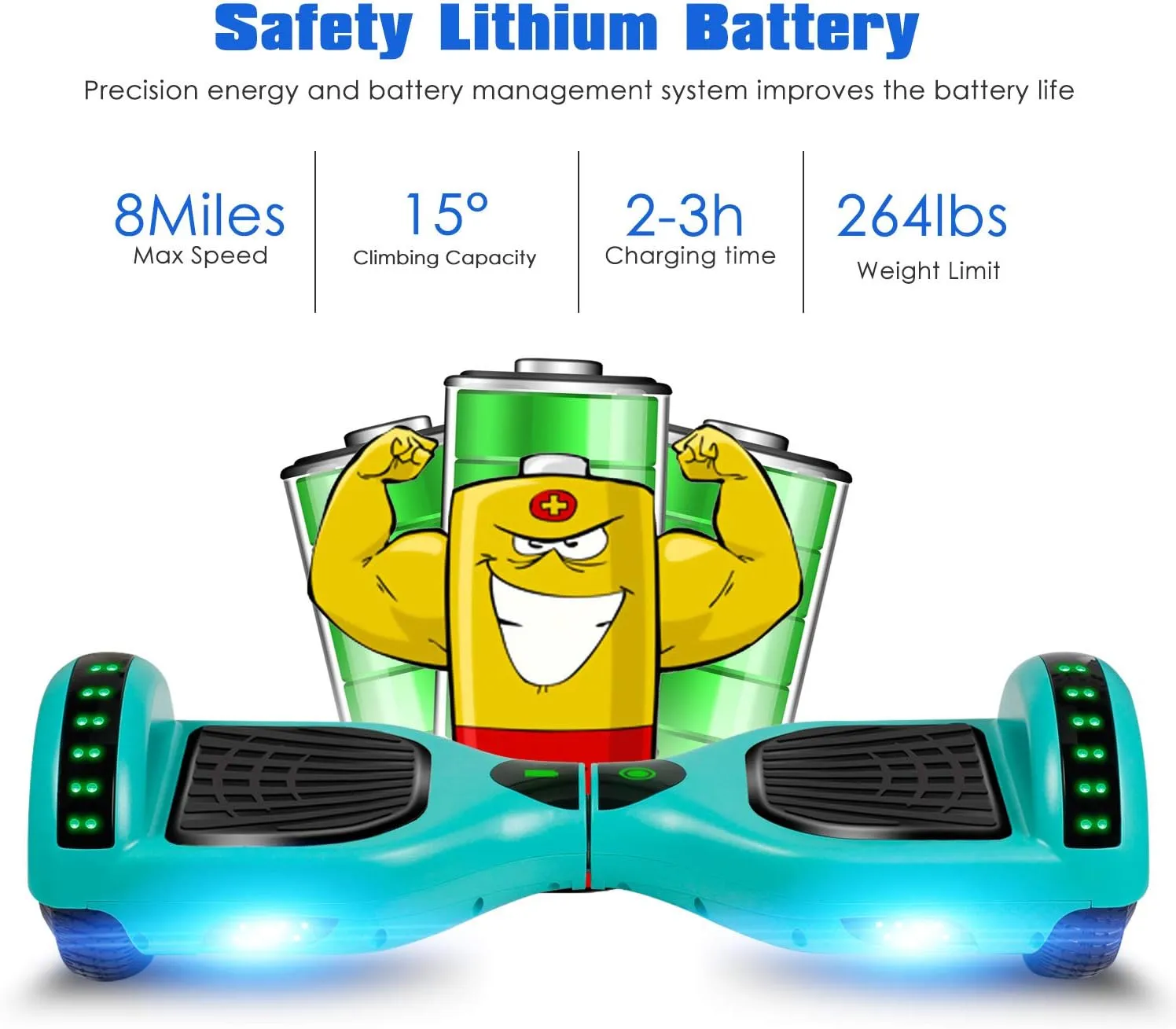 LIEAGLE Hoverboard, 6.5" Self Balancing Scooter Hover Board with Bluetooth Wheels LED Lights for Kids Adults