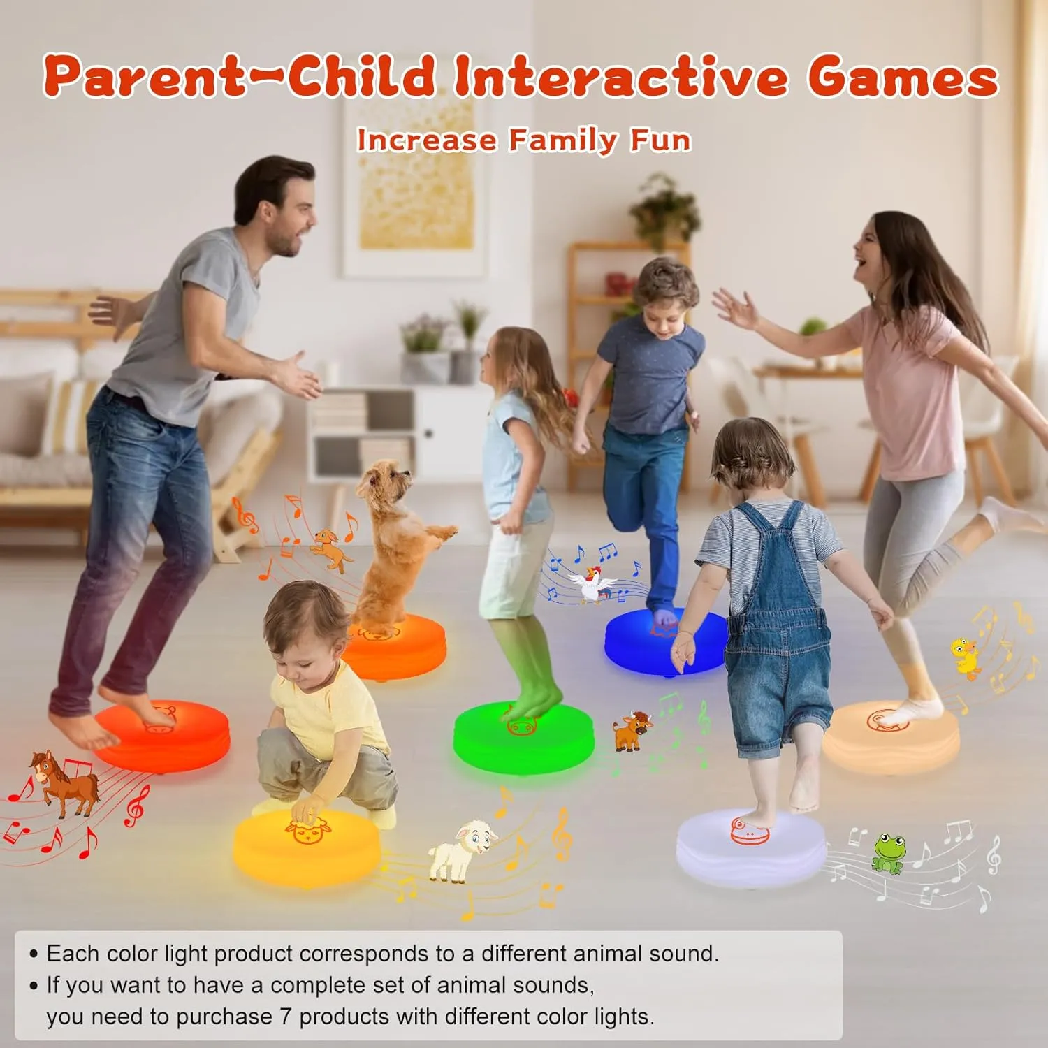 Light Up Music Floor Games, Touch Sensitive Floor Tiles Toddler Toy, Interactive Games for Kids, Musical Toys with Animal Sounds - Red (Horse)