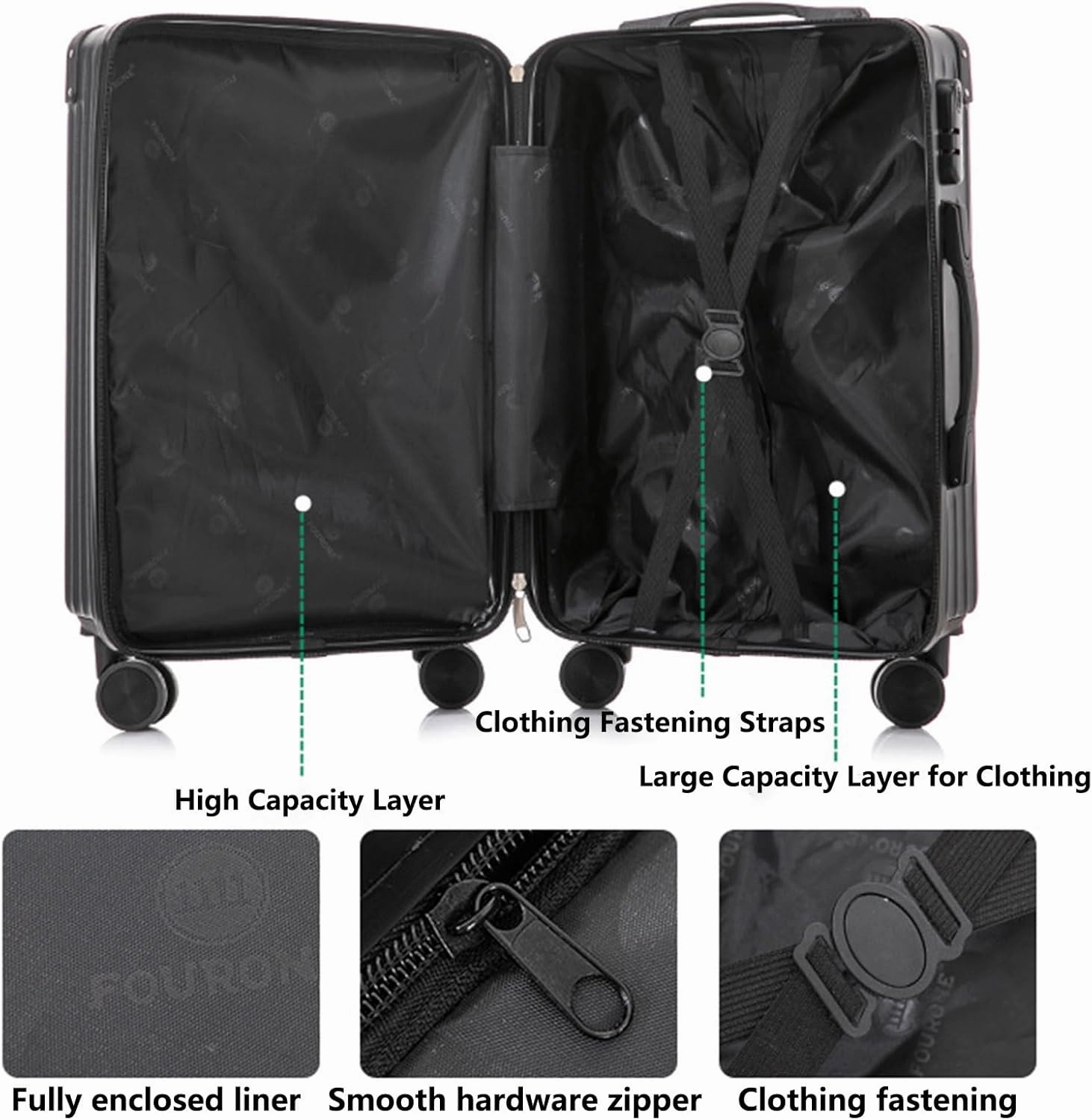 Lightweight Suitecase With Carry-on Bag, With Spinner Wheels, Expandable Luggage, Equipped With Anti-pick Combination Lock (Color : 20, Size : Rose)