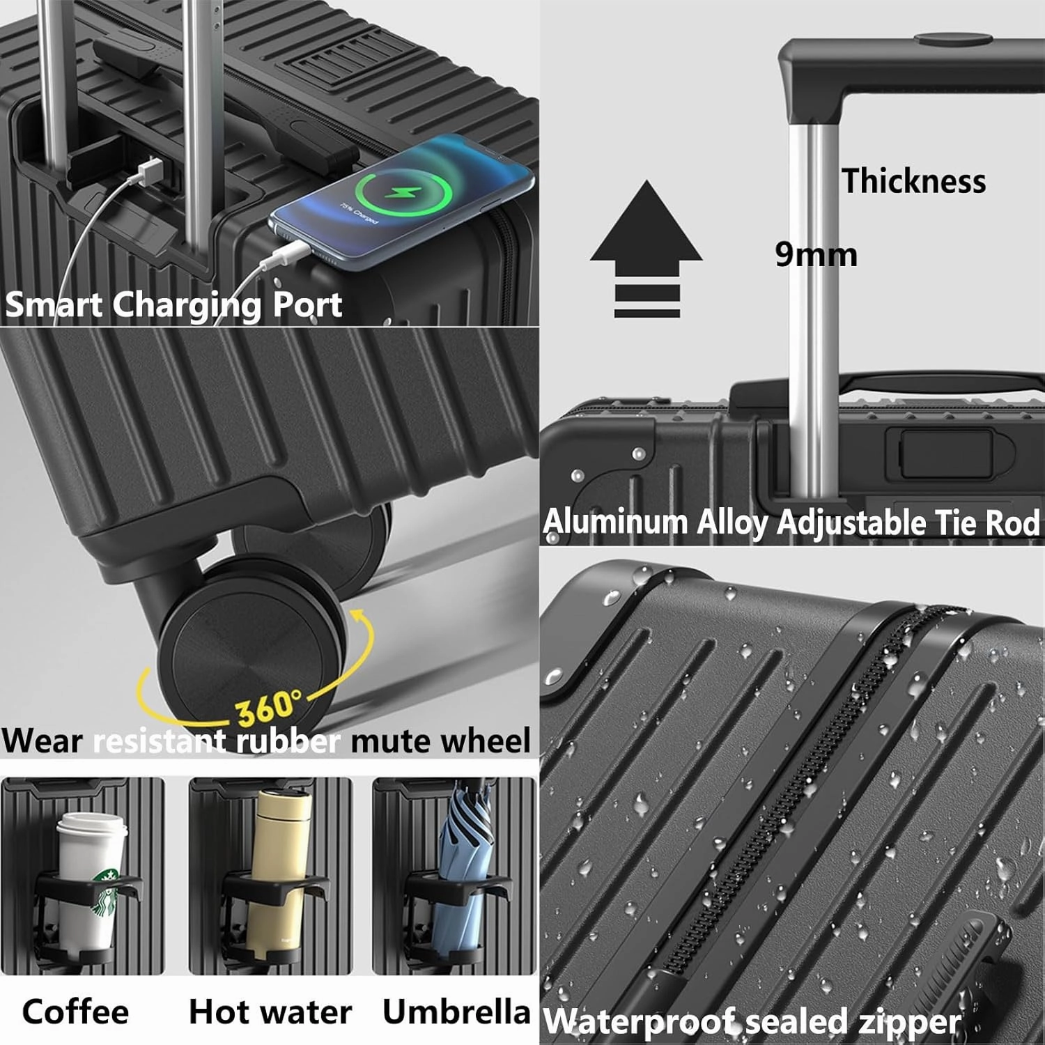 Lightweight Suitecase With Carry-on Bag, With Spinner Wheels, Expandable Luggage, Equipped With Anti-pick Combination Lock (Color : 22 Bag, Size : Silver)