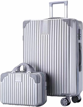 Lightweight Suitecase With Carry-on Bag, With Spinner Wheels, Expandable Luggage, Equipped With Anti-pick Combination Lock (Color : 22 Bag, Size : Silver)