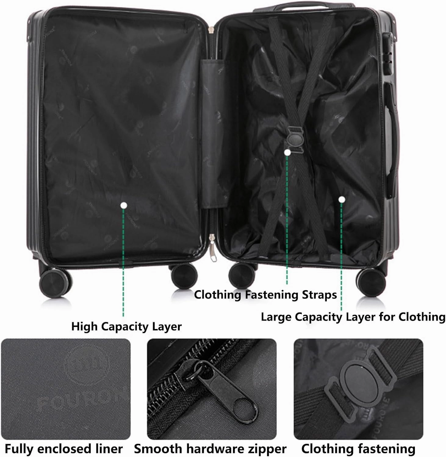 Lightweight Suitecase With Carry-on Bag, With Spinner Wheels, Expandable Luggage, Equipped With Anti-pick Combination Lock (Color : 22 Bag, Size : Silver)
