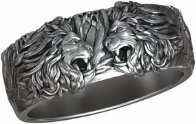 Lion Head Wild Nature Claws Wedding Band Handmade Lion King Crown Head Men's Ring 925 Sterling Silver Biker Rider Animal Ring Gift Lion Jewelry Animal Men Ring (7)