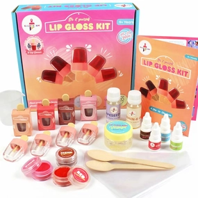 Lip Gloss Making Kit with Natural Ingredients - Make Custom Glosses with Essential Oils & Vitamin E - Educational STEM Craft Gift for Girls
