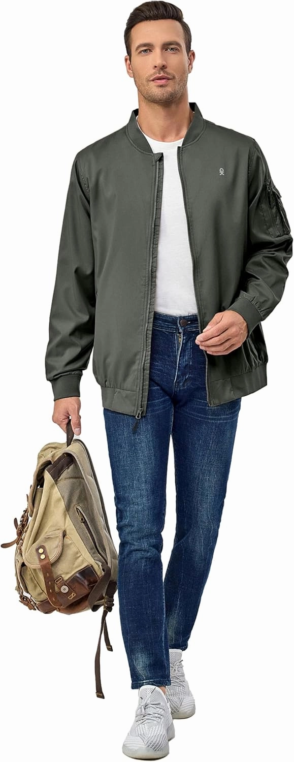 Little Donkey Andy Men's Lightweight Bomber Jacket Causal Fashion Flight Windbreaker Fall Spring Outdoor Coat