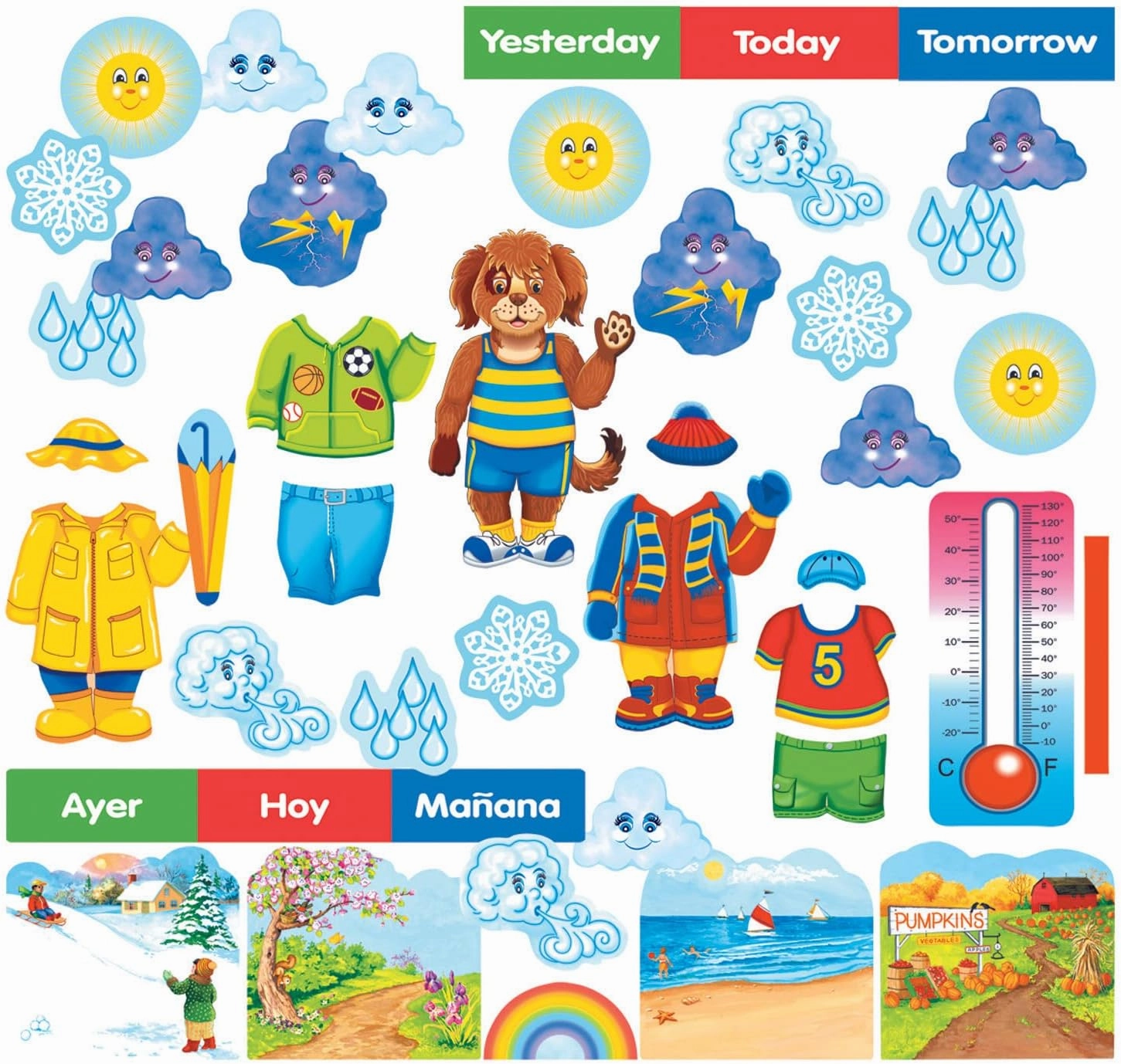 Little Folk Visuals Wally The Weather Dog Precut Flannel/Felt Board Figures