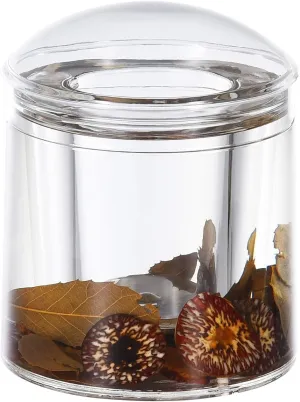 Locco Decor Acrylic Liquid 3D Floating Motion Round Qtip Cotton Ball Swab Holder Dispenser with Lid Wood
