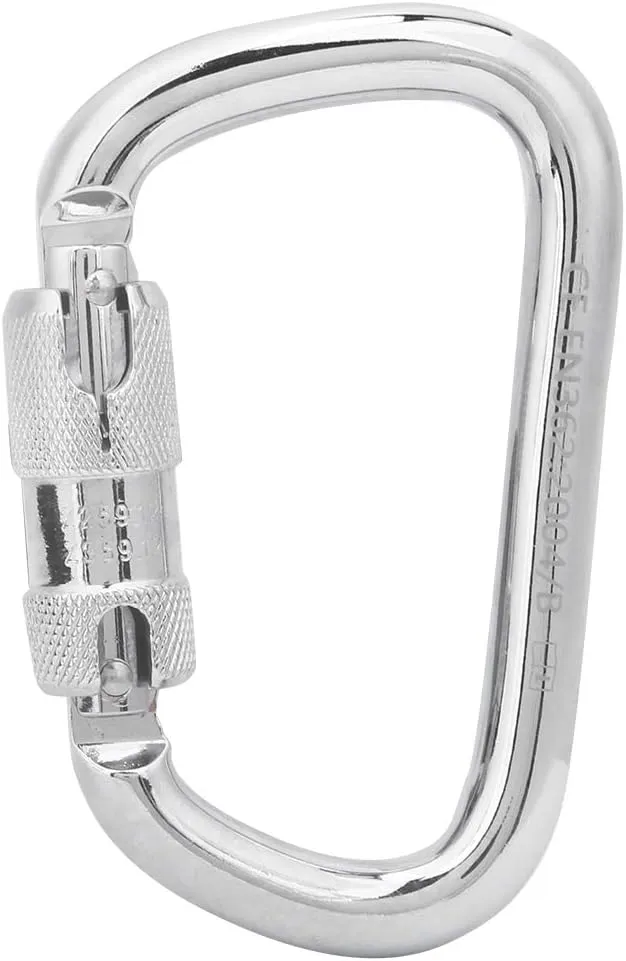 Locking Carabiner, Hanging Buckle Carabiner Clip 40cr Steel 45kn D Shaped, Rock Climbing Buckle for Outdoor Climbing Safety Accessory