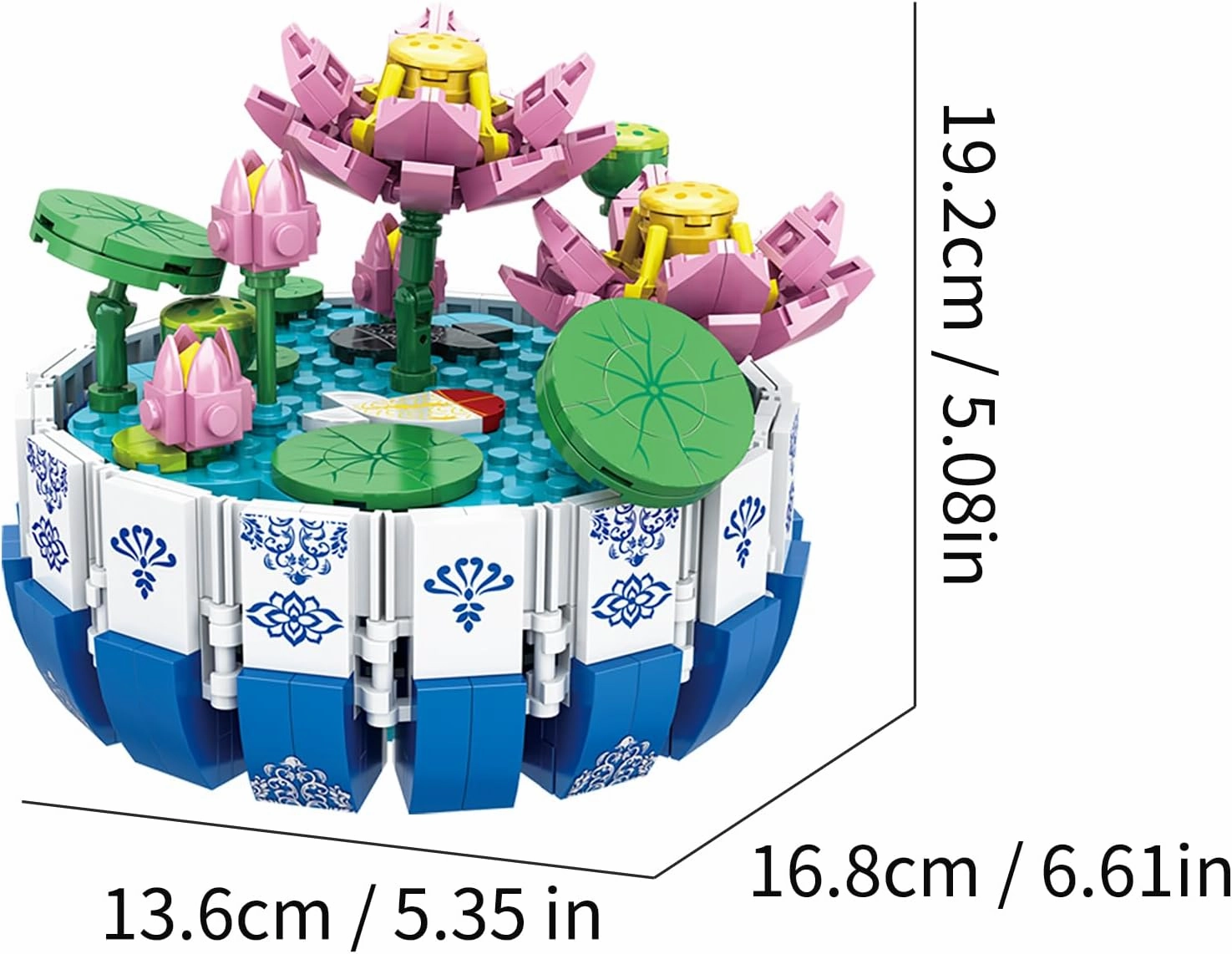 Lotus Flower Building Set Cute Botanical Collection Flower Bonsai Plant Simulation Pot Plant Artificial Particle Construction Building Bricks Toy 6  Pink 404PCS,Compatible Classic Bricks 63003