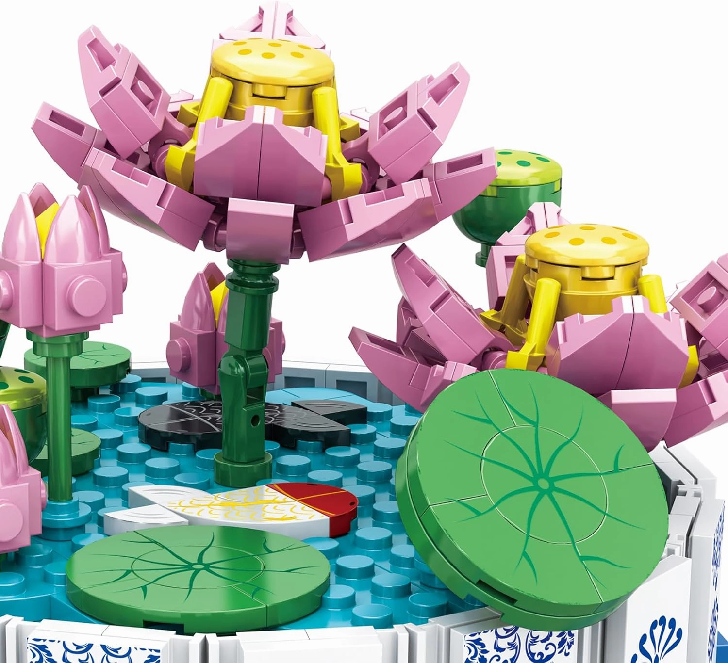 Lotus Flower Building Set Cute Botanical Collection Flower Bonsai Plant Simulation Pot Plant Artificial Particle Construction Building Bricks Toy 6  Pink 404PCS,Compatible Classic Bricks 63003