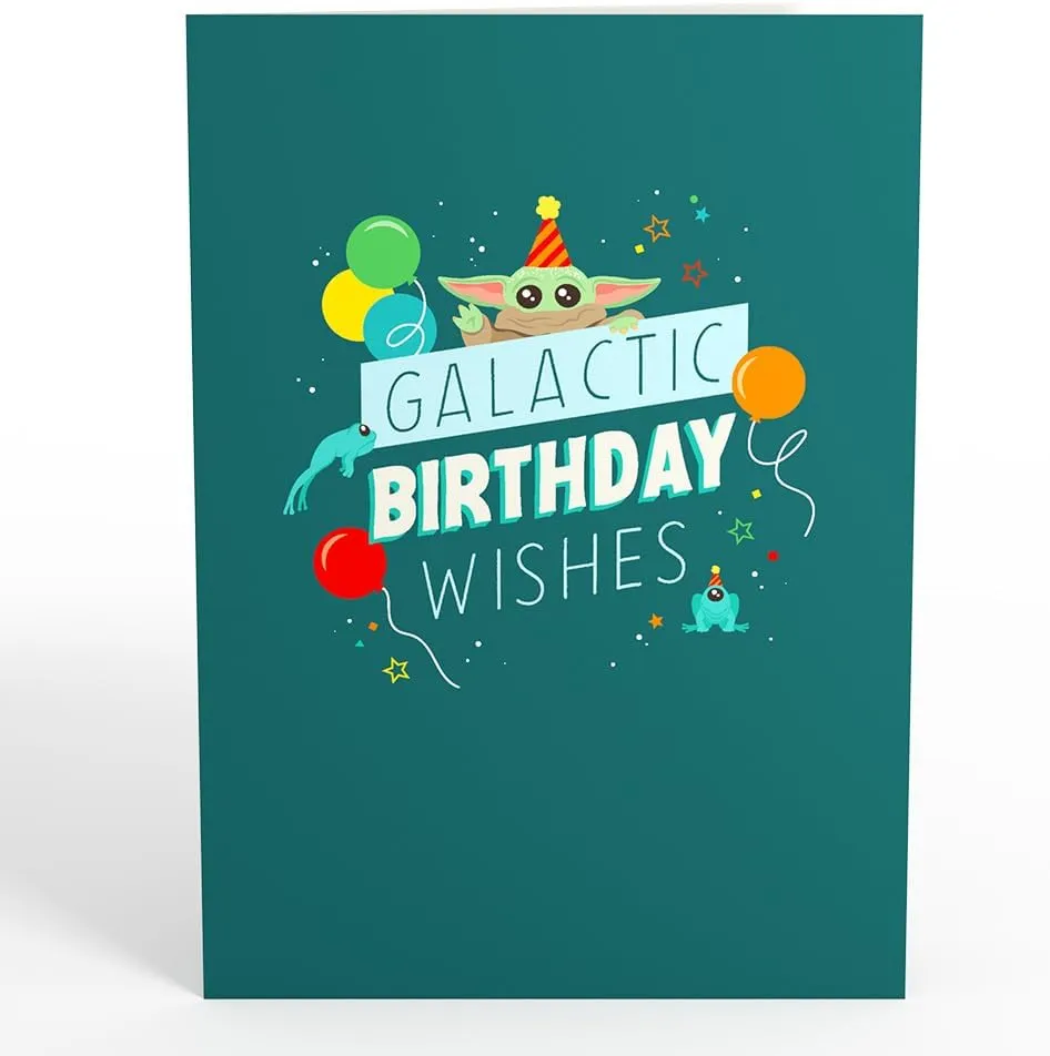 Lovepop Galactic Birthday Wishes Pop-Up Card with Mini Paper Bouquet for Her and Him - 3D Star Wars The Mandalorian Greeting Cards for Boys, Girls, Men, Women - 5" x 7" Card - Blank Notecard & Envelope Included