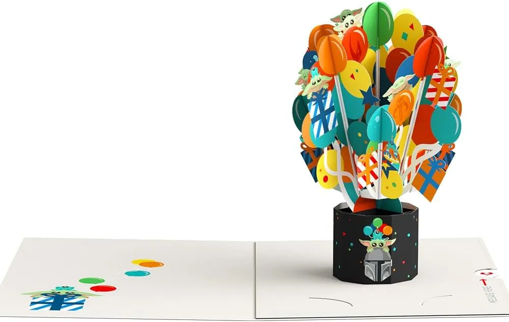Lovepop Galactic Birthday Wishes Pop-Up Card with Mini Paper Bouquet for Her and Him - 3D Star Wars The Mandalorian Greeting Cards for Boys, Girls, Men, Women - 5" x 7" Card - Blank Notecard & Envelope Included