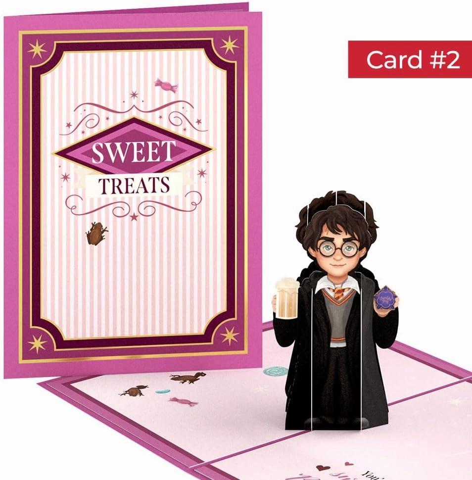 Lovepop Valentines Day Card for Her, Him - 3D Warner Bros. Pop-Up Nesting Card - Harry Potter - 4 Cards - 5" x 7" - Blank Notecard & Envelope Included