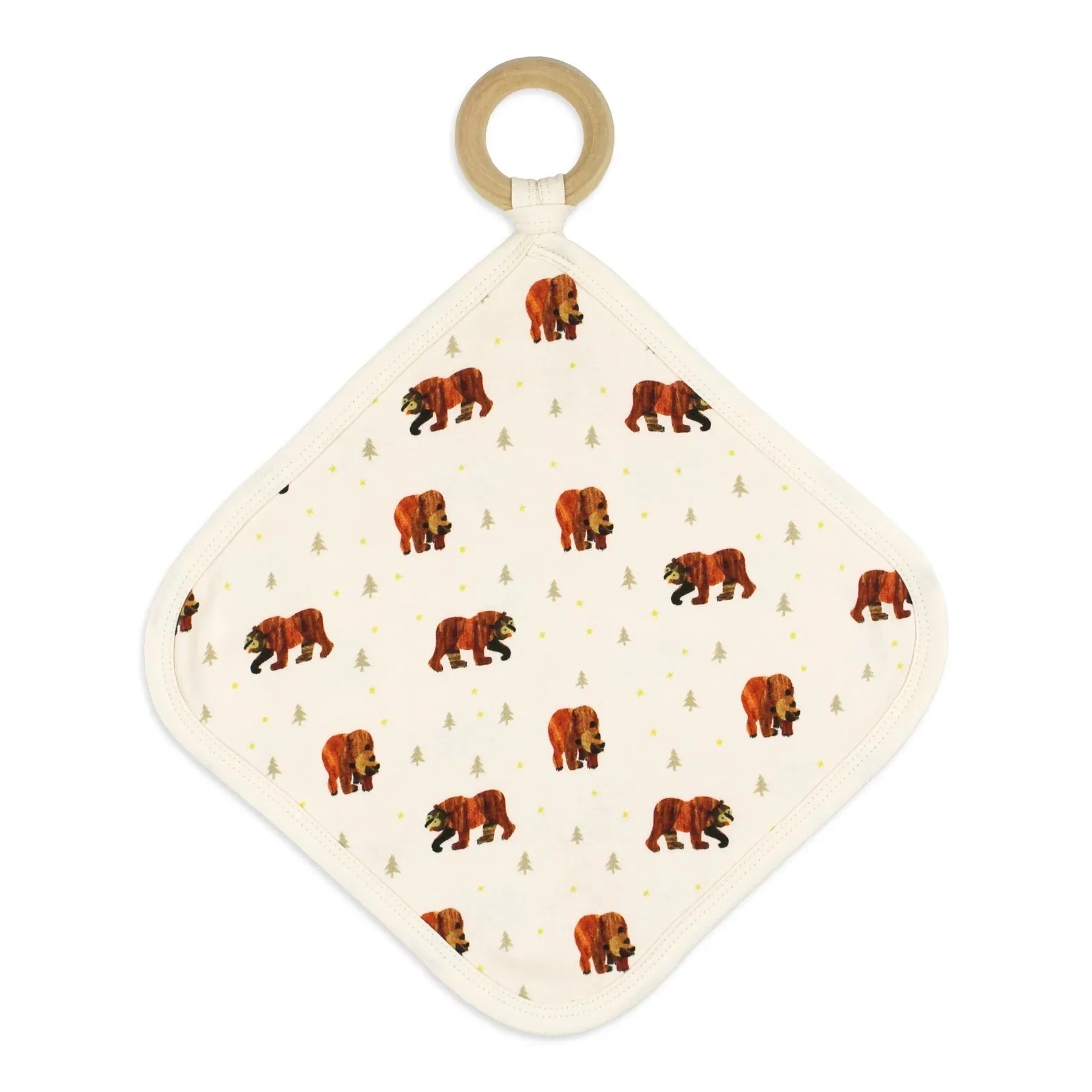 Lovey with Removable Teething Ring in Brown Bear