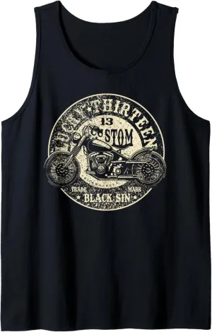 Lucky 13 Speed Motor T Shirt For Men Vintage Black Sin Tank Top
