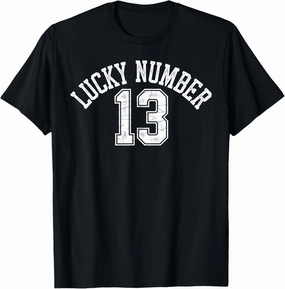 Lucky Number 13 Distressed Thirteen Funny Numerology Gift T-Shirt