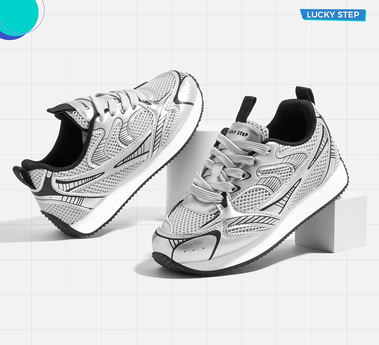 LUCKY STEP Kids Reteo Fashion Sneakers Girls Boys Breathable Mesh Tennis Casual Walking Shoes for Big&Little Kid and Toddler Athletic Trainers