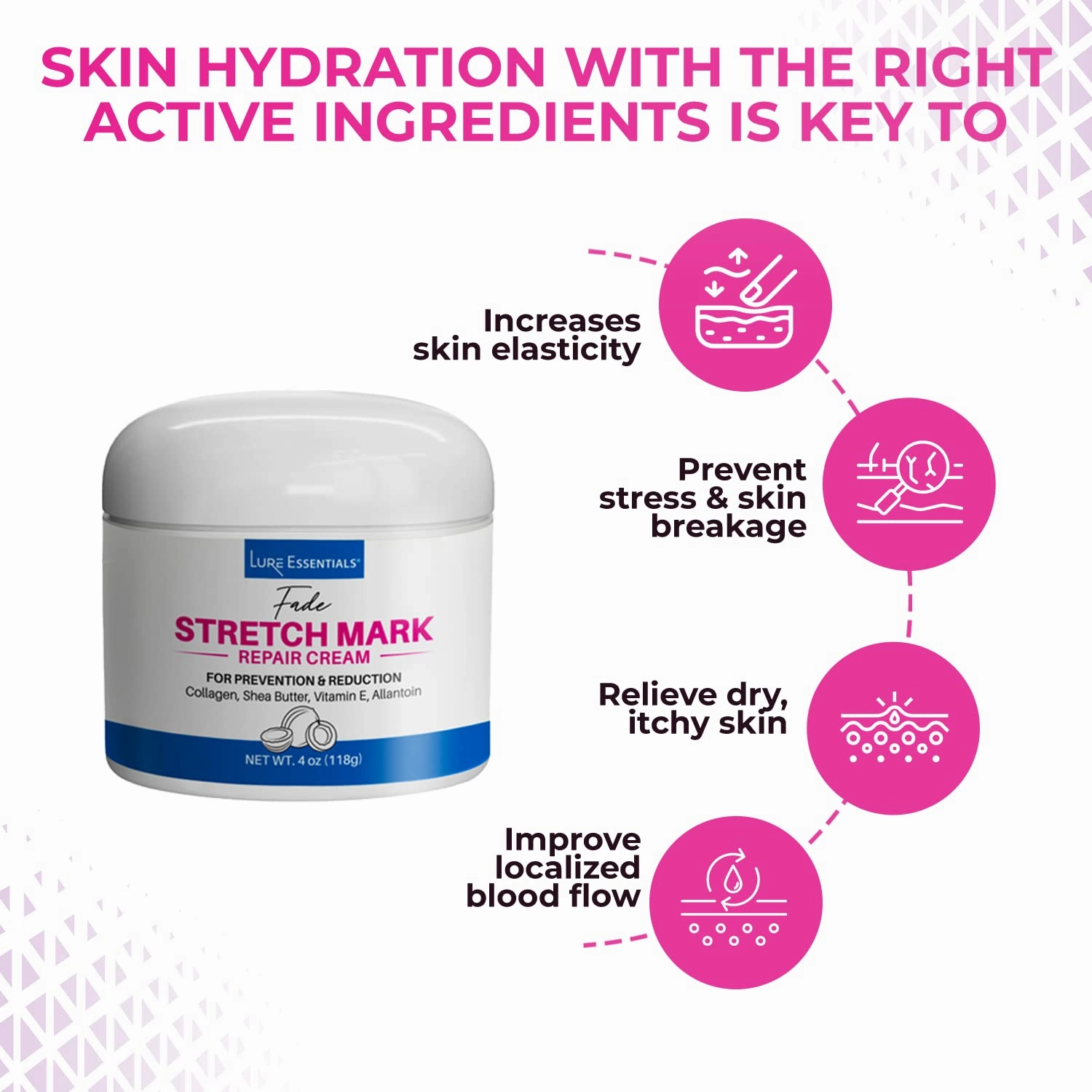 Lure Essentials Fade Stretch Marks Cream - Stretch Marks Remover Cream and Stretch Mark Prevention Cream for Pregnancy with Cocoa Butter