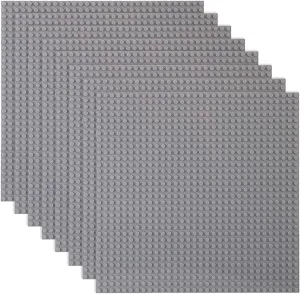 LVHERO Classic Baseplates Building Plates for Building Bricks 100% Compatible with All Major Brands-Baseplate, 10in x 10in, Pack of 8 (Gray)