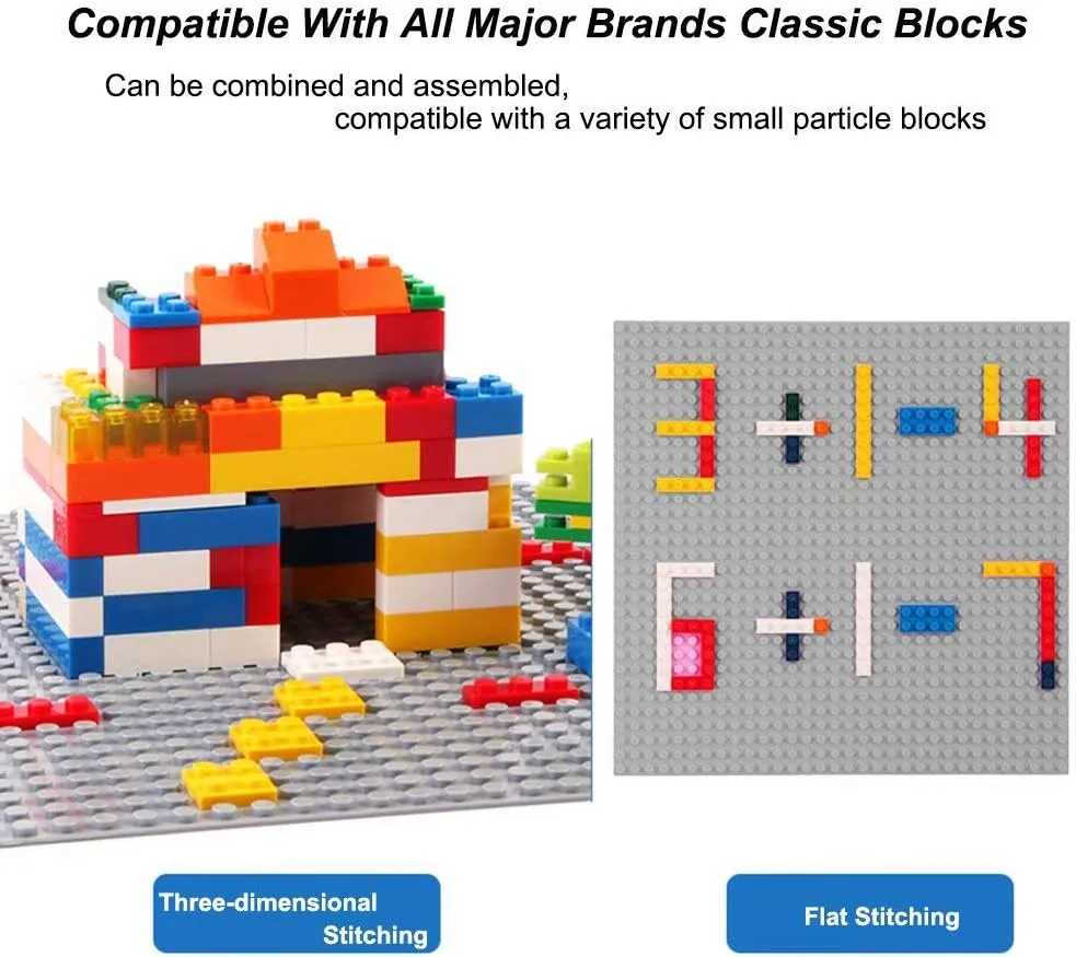 LVHERO Classic Baseplates Building Plates for Building Bricks 100% Compatible with All Major Brands-Baseplate, 10in x 10in, Pack of 8 (Gray)