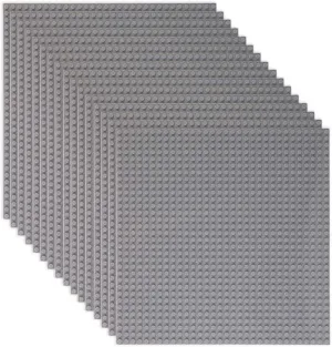 LVHERO Classic Baseplates Building Plates for Building Bricks 100% Compatible with All Major Brands-Baseplate, 10" x 10", Pack of 16 (Gray)