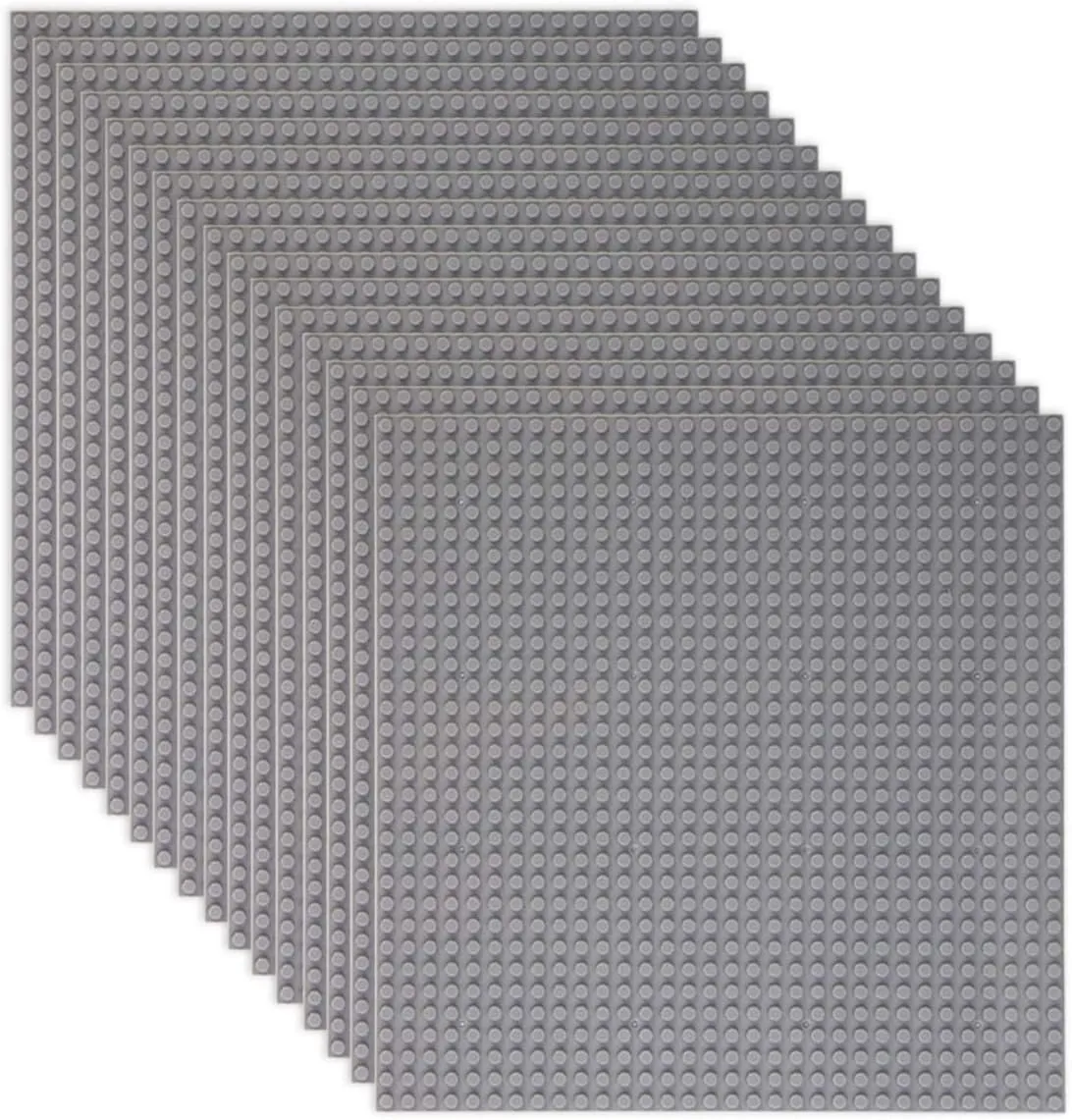 LVHERO Classic Baseplates Building Plates for Building Bricks 100% Compatible with All Major Brands-Baseplate, 10" x 10", Pack of 16 (Gray)