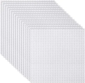 LVHERO Classic Baseplates Building Plates for Building Bricks 100% Compatible with All Major Brands-Baseplate, 10" x 10", Pack of 16 (White)