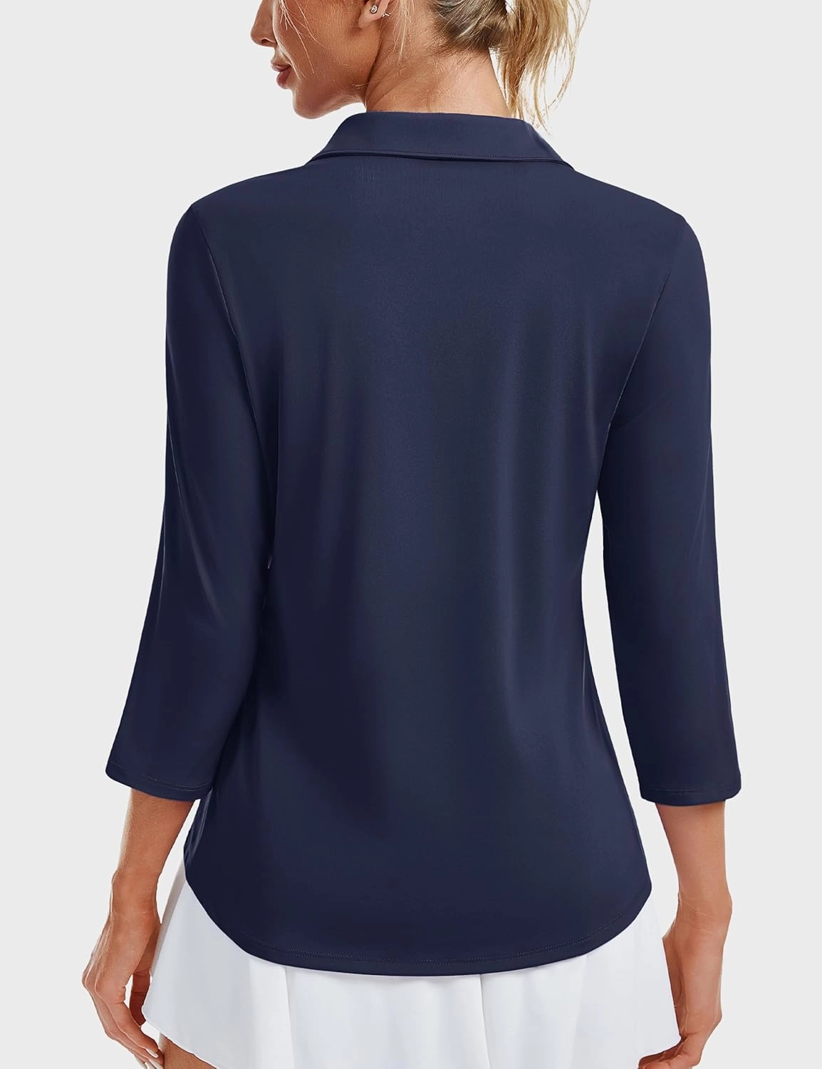 MAGCOMSEN Women's UPF 50  3/4 Long Sleeve Polo Shirt Collared V Neck Golf Shirts Quick Dry Casual Work Moisture Wicking