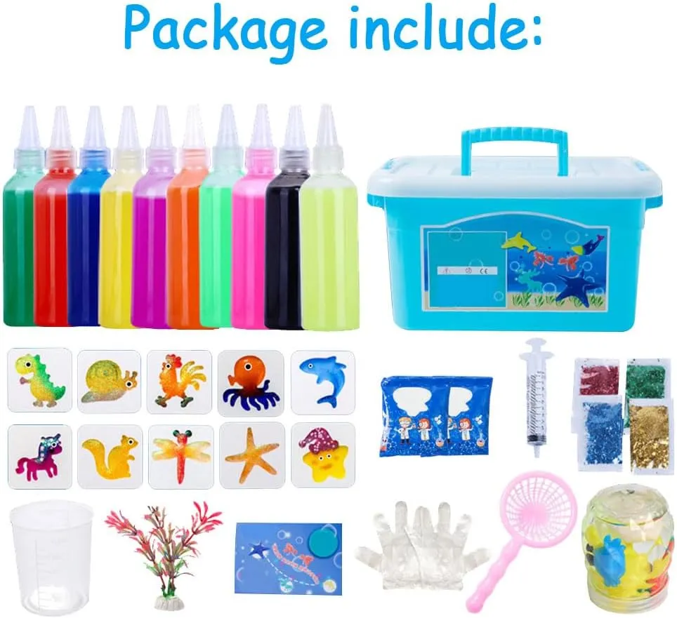 Magic Water Gel Toy Kit, 2025 Handmade Magic Fairy Water Gel Set in Magic Water, Molds, Scoop, Measuring Cup, Storage Box, Manual - Creative Birthday Gifts Crafts Art DIY Kit for Kids (6colors)