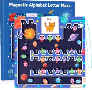 Magnetic Alphabet Maze, Montessori Toy for Early Development, 3  Years Old toys for boys and girls, Educational Fine Motor Skills Toys, Activity maze board, Birthday Gift for Kids