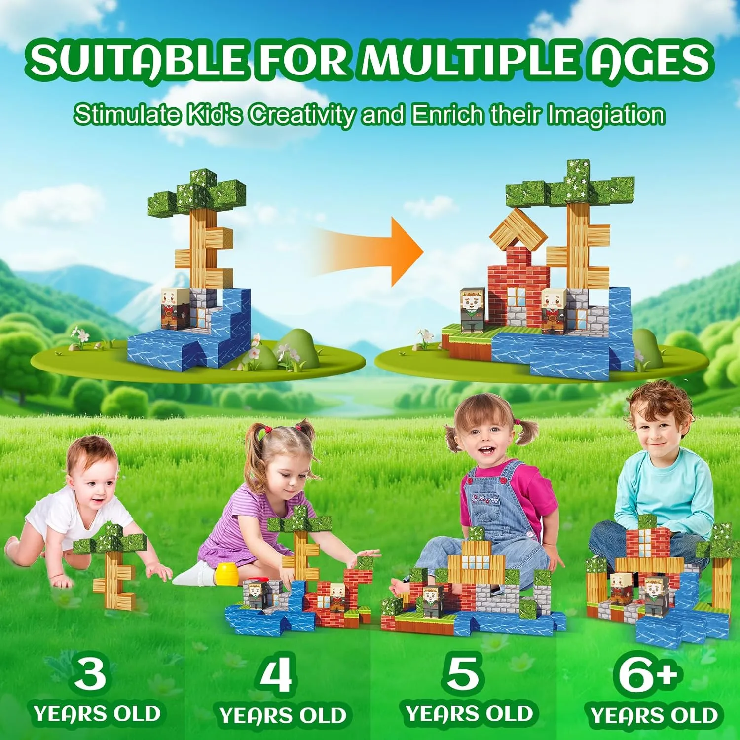 Magnetic Blocks 68PCS Building Blocks Magnet Cube Toys Stacking,STEM Sensory Magnetic Building Blocks for Kids,Magnet Tiles Building Toys for Kids Age 3 4 5 6 7 8 9 10 Birthday Children's Day Gift