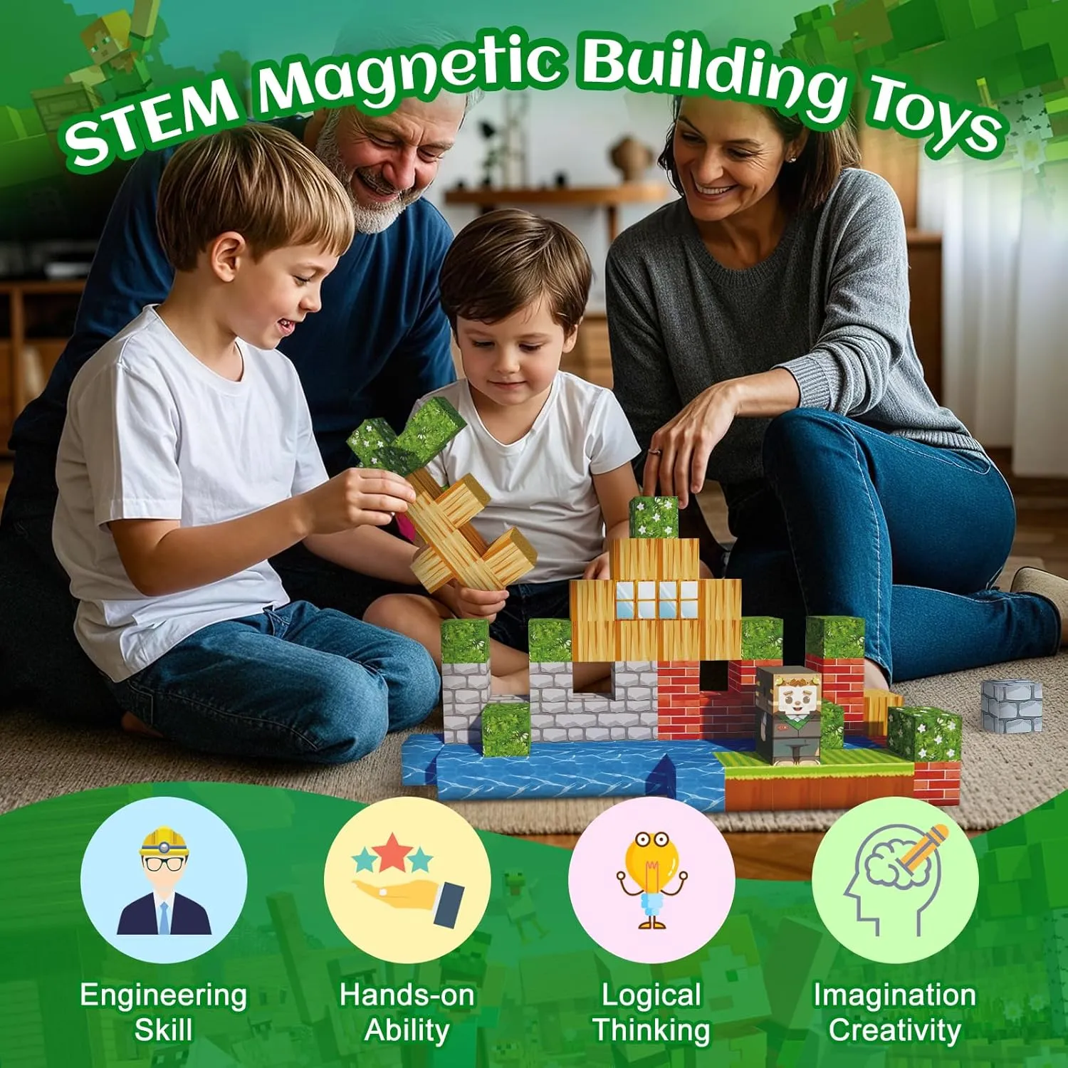 Magnetic Blocks 68PCS Building Blocks Magnet Cube Toys Stacking,STEM Sensory Magnetic Building Blocks for Kids,Magnet Tiles Building Toys for Kids Age 3 4 5 6 7 8 9 10 Birthday Children's Day Gift