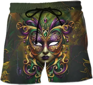 Mardi Gras Mens Swim Trunks - Carnival Swimming Trunk for Men - Drawstring Beach Shorts, Mens Swim Shorts 12