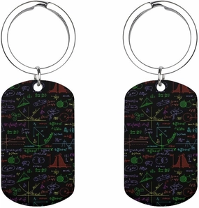 Math Plots Formulas Calculations Metal Keychains Key Tags Custom Labels with Ring House Car Key Holder 1 PCS