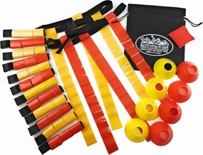 Matty's Toy Stop Deluxe 14-Man Flag Football Set with 7 Yellow Tear Away Belts, 7 Red Tear Away Belts, 4 Yellow Cones, 4 Red Cones, 1 Red Beanbag Flag & Storage Bag - Complete Set