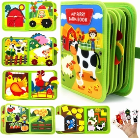 Meafeng Farm Busy Book for Toddlers 3 , Montessori Toys Busy Board for 3  Years Old Boys Girls, Travel Toys Quiet Activity Book with Life Skills, Cognition, Sorting, Matching