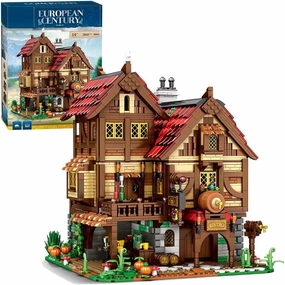 Medieval Tavern House Architecture Building Set, Creative Tavern Medieval Castle Construction Toys,European Century Bistro Kit,Collectible Display House 2831 Pieces for Adults and Teen