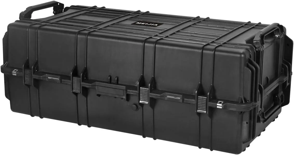 MEIJIA All Weather Portable Rolling Tactical Waterproof Gun Case, Rifle Case,Dry Box with Foam and Wheels,44.81 x25.31x16.50inches(Elegant Black)