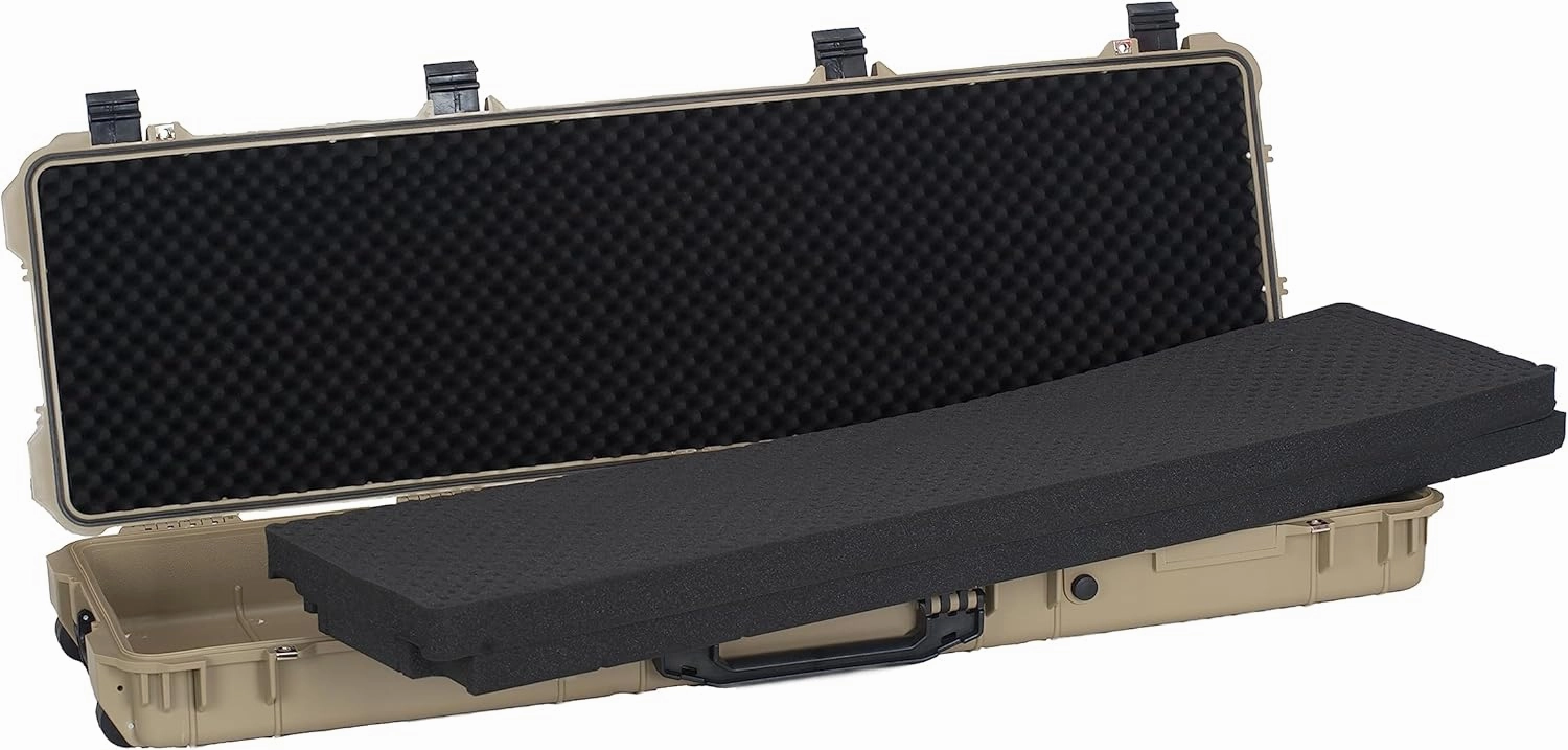 MEIJIA Portable Rolling Waterproof All Weather Hard Rifle Case,Gun case with Wheels,Customizable Fit Foam Included,Fit for Rifle,Guns,Shotguns, Airsoft Gun