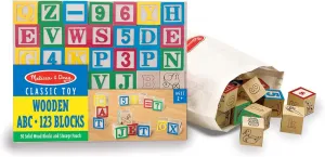 Melissa & Doug Deluxe Wooden ABC/123 1-Inch Blocks Set With Storage Pouch (50 pcs), Classic Letter And Number Wooden Blocks, For Toddlers And Kids Ages 2 