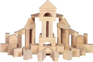 Melissa & Doug Standard Unit Solid-Wood Building Blocks With Wooden Storage Tray (60 pcs) Classic Wooden Blocks For Toddlers Ages 3 