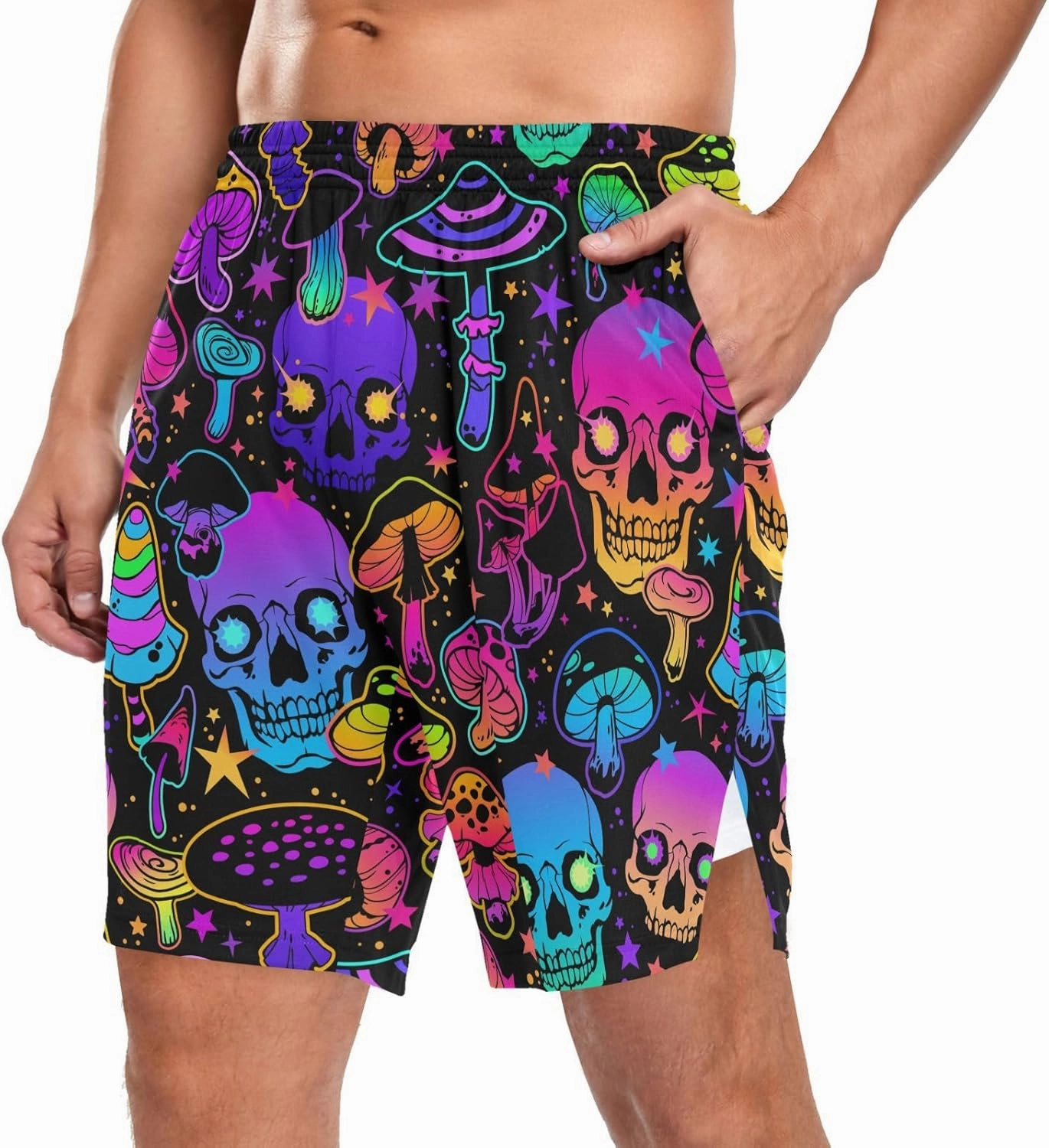 Men's 2 in 1 Workout Running Shorts, Gym Athletic Shorts for Men Lightweight Training with Pockets and Towel Loop