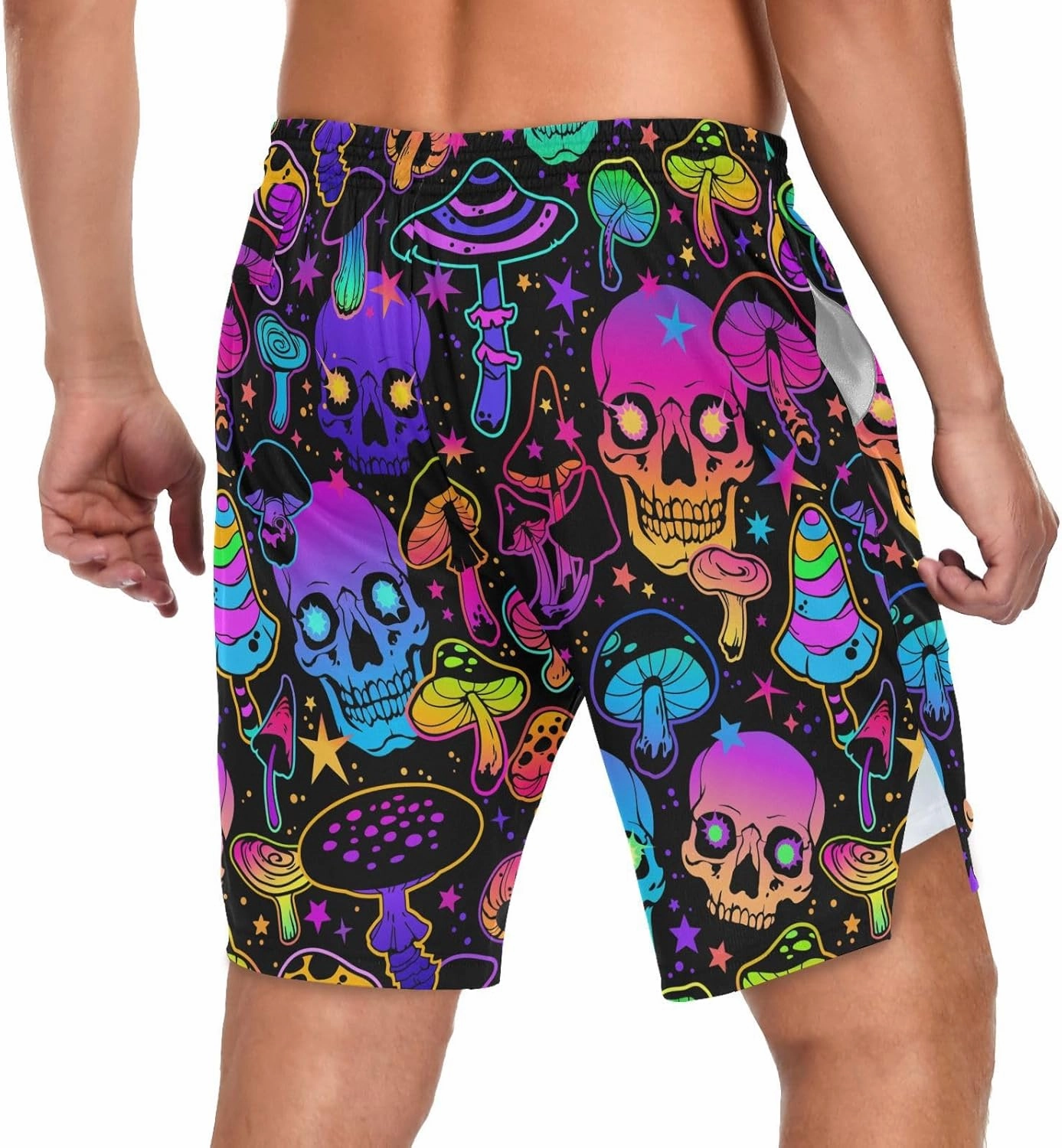 Men's 2 in 1 Workout Running Shorts, Gym Athletic Shorts for Men Lightweight Training with Pockets and Towel Loop