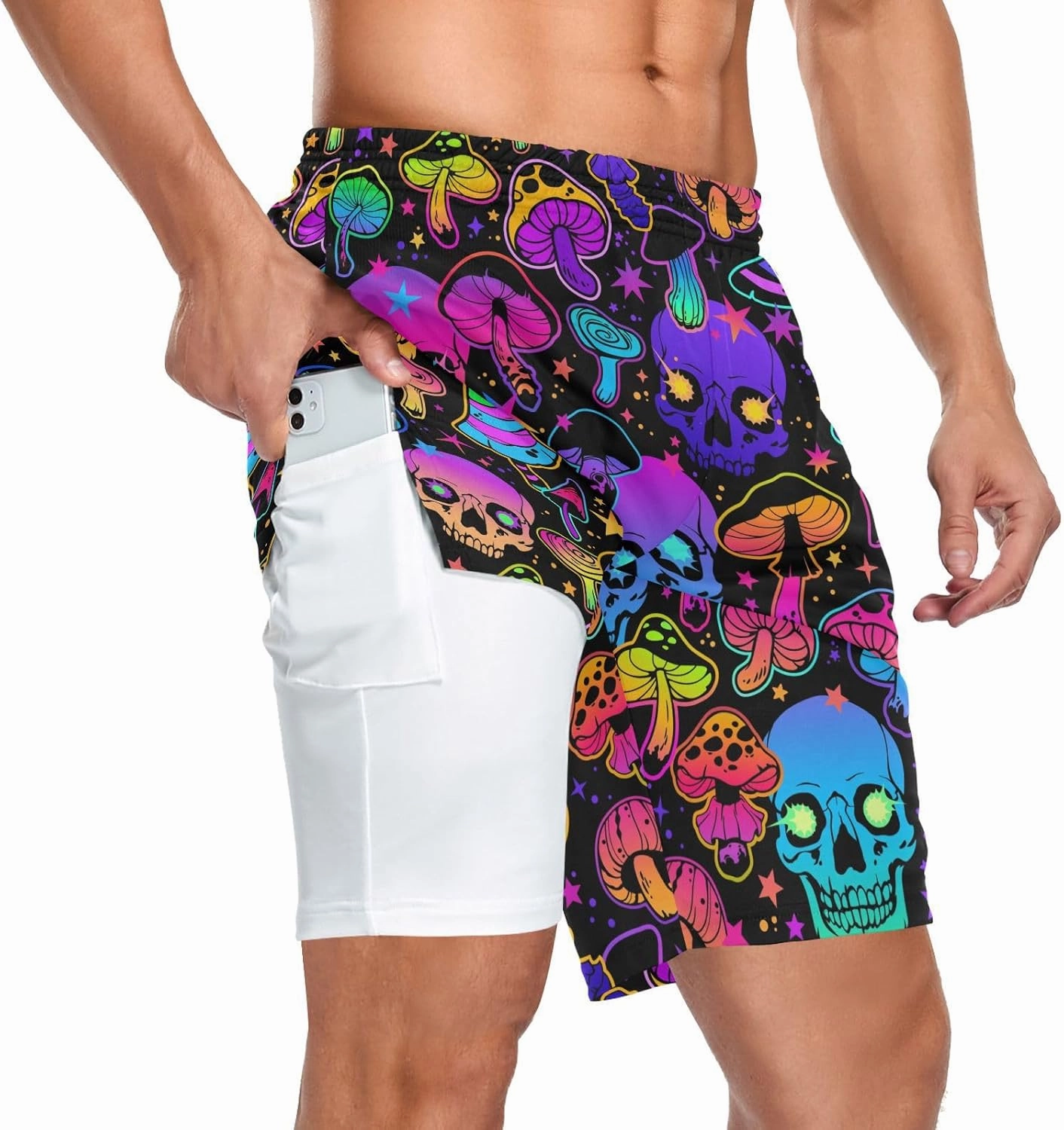 Men's 2 in 1 Workout Running Shorts, Gym Athletic Shorts for Men Lightweight Training with Pockets and Towel Loop