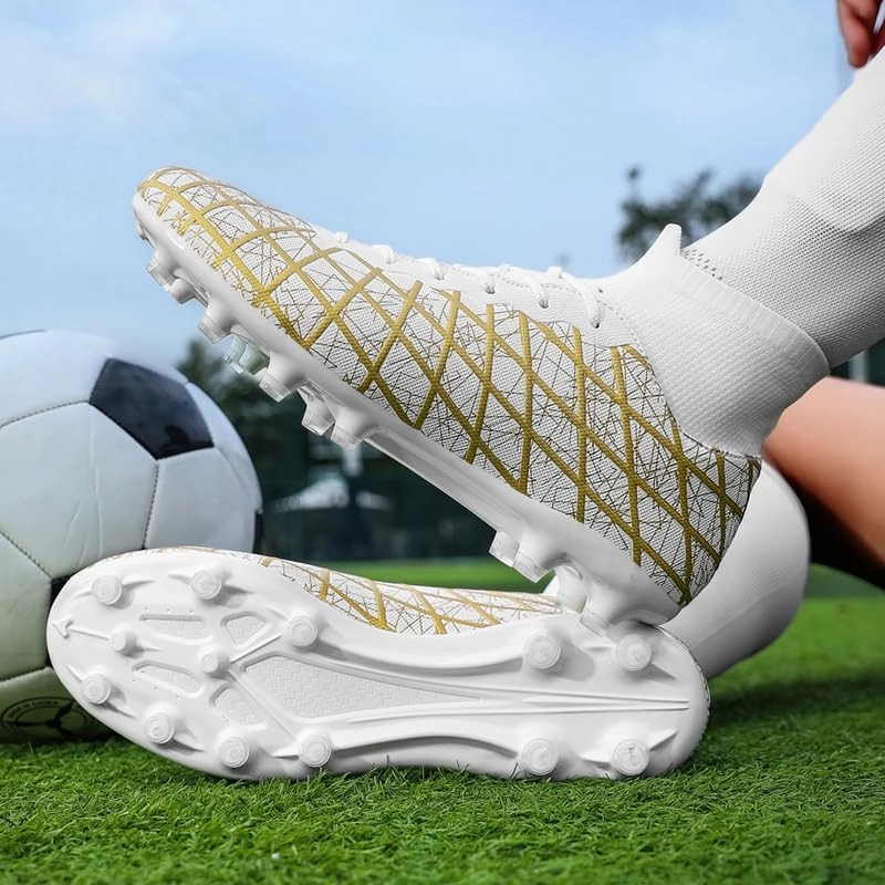 Men's High Top Soccer Shoes AG/FG/TF Lace-Up Non-Slip Spikes Men's High-Top Students Game Sports Training Soccer Cleats Shoes